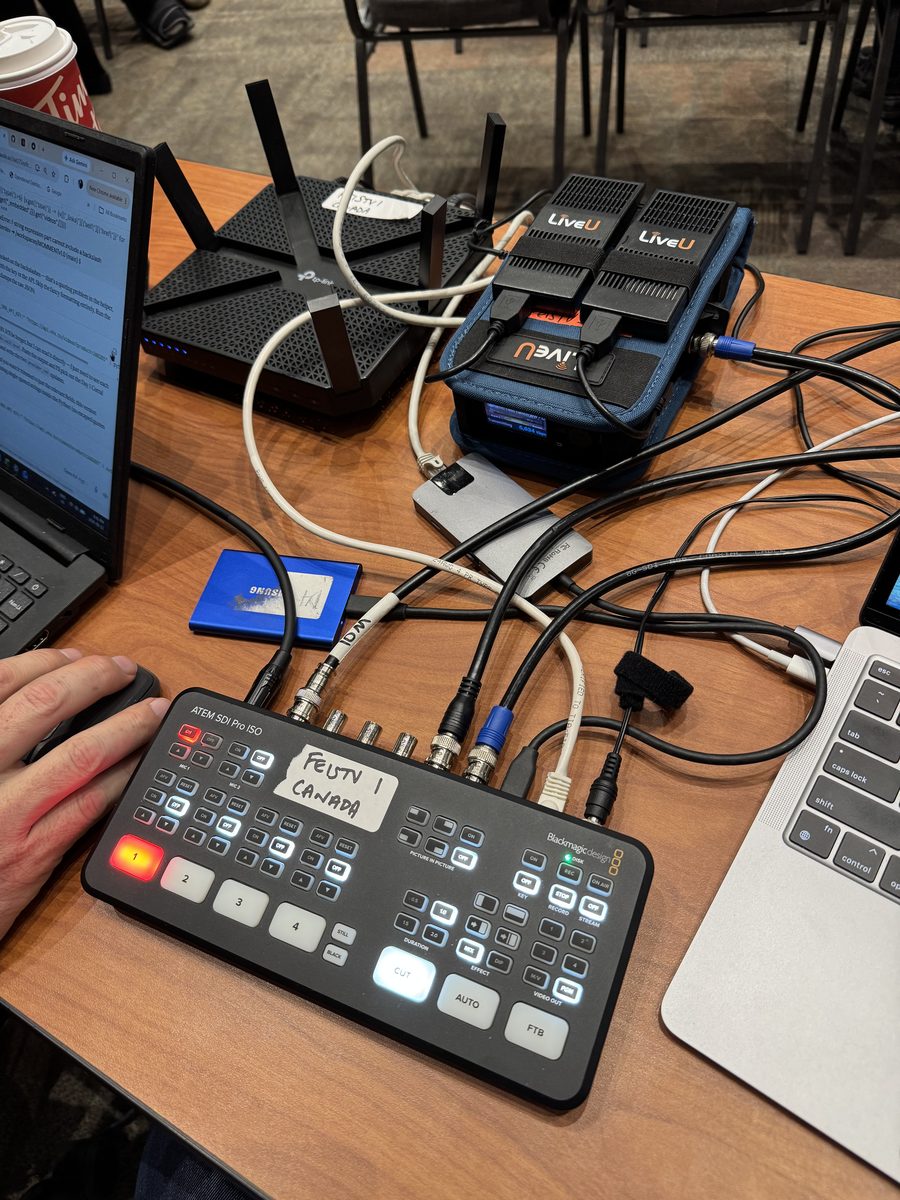 MOMMENT production switcher and bonded-cellular encoder at an event