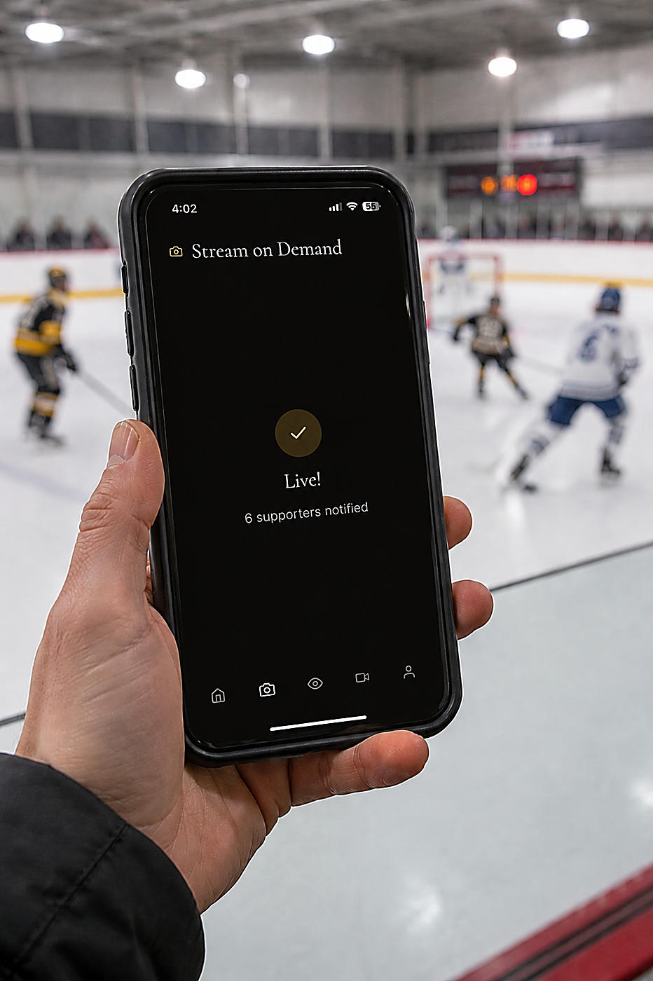 A live stream started and supporters instantly notified